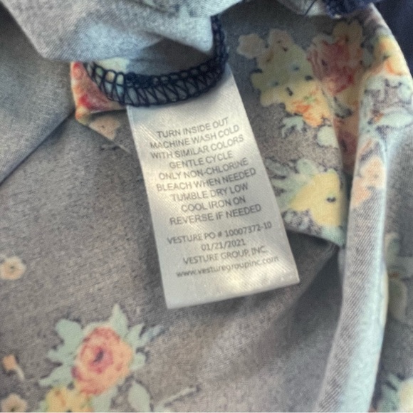 Pink & Violet Girls 10/12 Navy Blue Floral Faux Wrap Dress PRELOVED - Picture 8 of 8